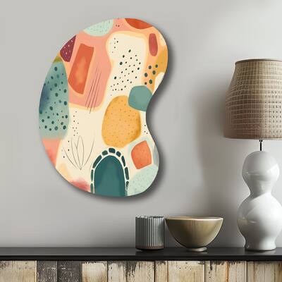 Designart - Orange Fun Pattern Of Shapes I - Abstract Geometric Metal Wall Art - Modern Orange Metal Boom Shape Print