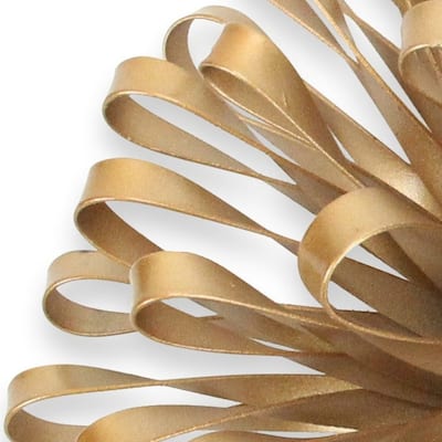 HomeRoots 4" Gold Metal Abstract Bloom Painted Sculpture - 4.25" H x 8.5" W x 8.5" D