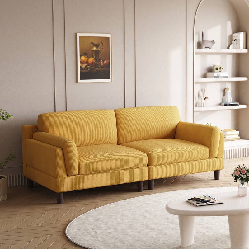 Modern 90" Loveseats Corduroy Sectional Sofa