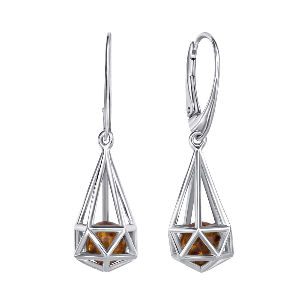 Baltic Amber Capsule Earrings in Sterling Silver
