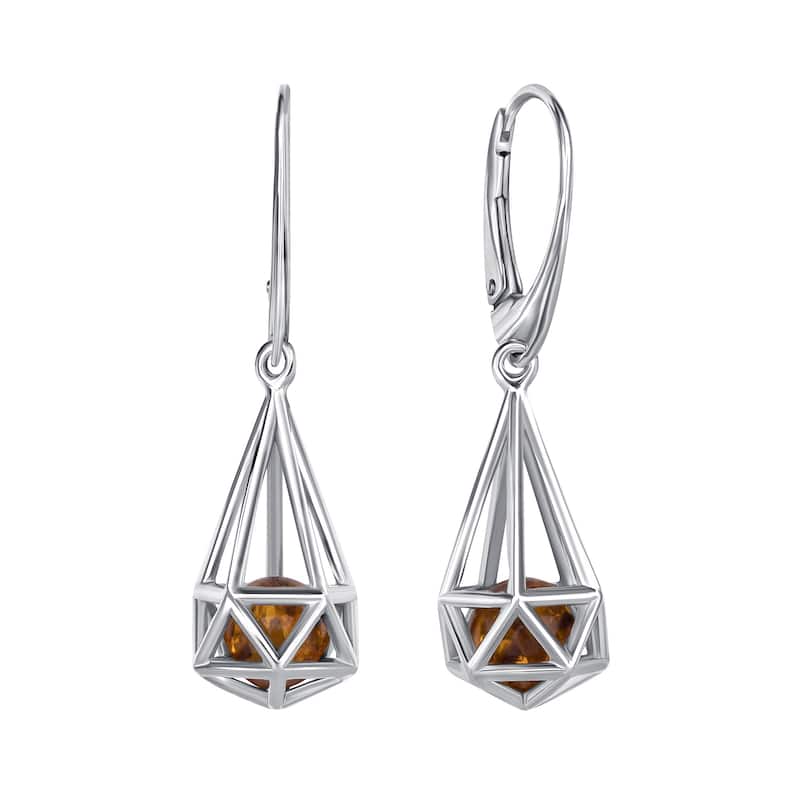 Baltic Amber Capsule Earrings in Sterling Silver