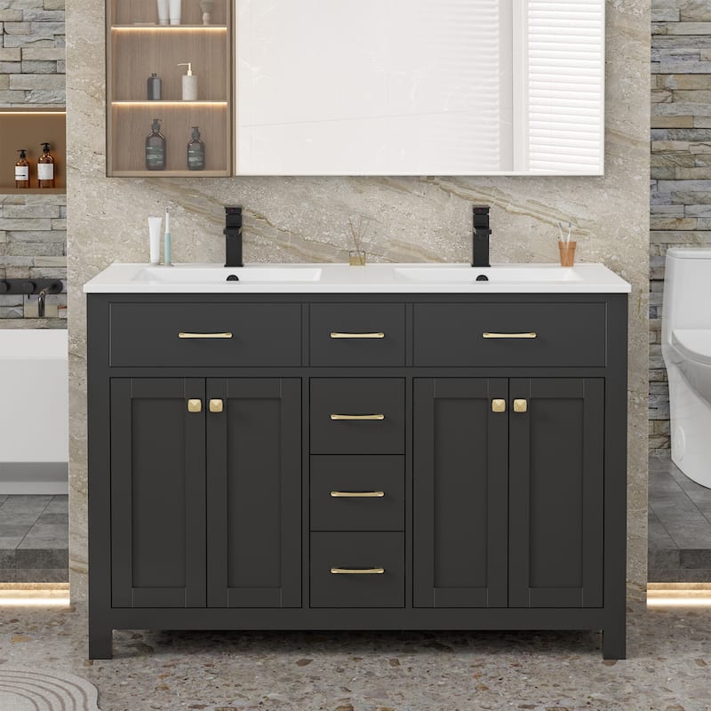 Sink Bathroom Vanity with Counter top Set - 48" - Black