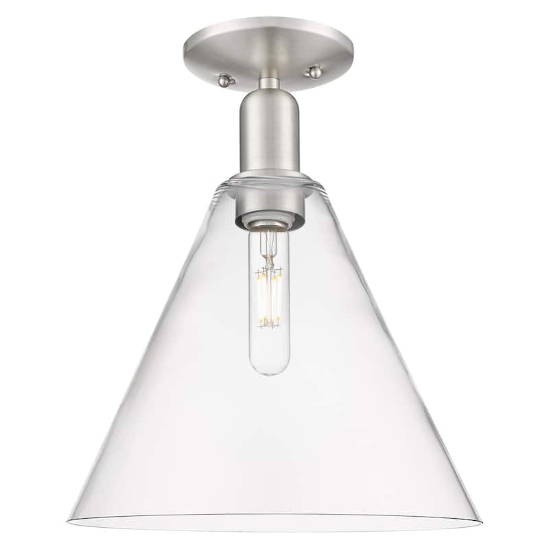Innovations Lighting 716-1C-15-12 Berkshire Glass Semi-Flush Berkshire - Brushed Satin Nickel / Clear
