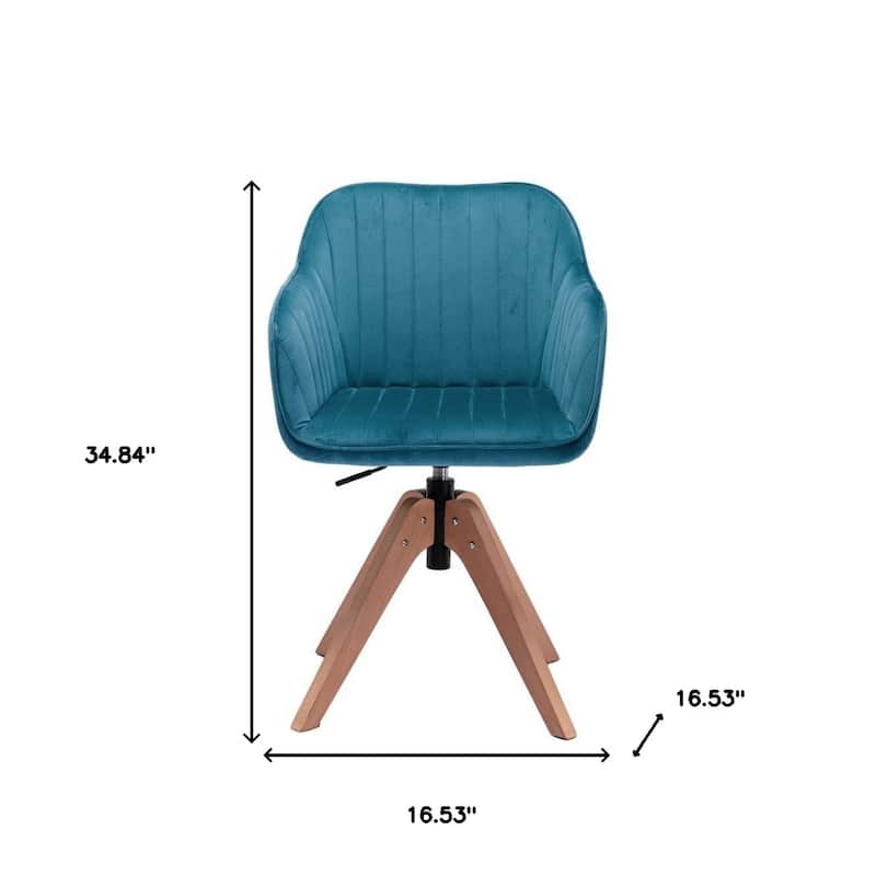 Modern Velvet Tufted Dining Armchair with Swivel and Solid Wood Legs Upholstered Accent Seat - 34.84”H x 16.53”W x 16.53”D