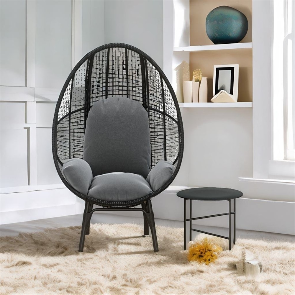 Black rattan egg chair store