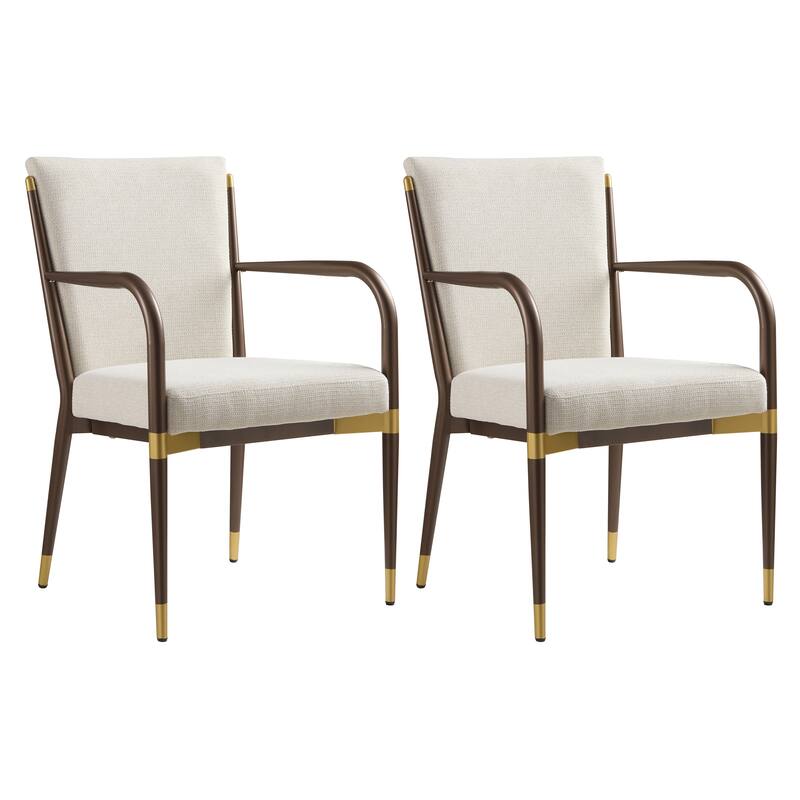 Christopher Knight Home - Modern Upholstered Metal Base Dining Armchair with Solid Back (Set of 2)