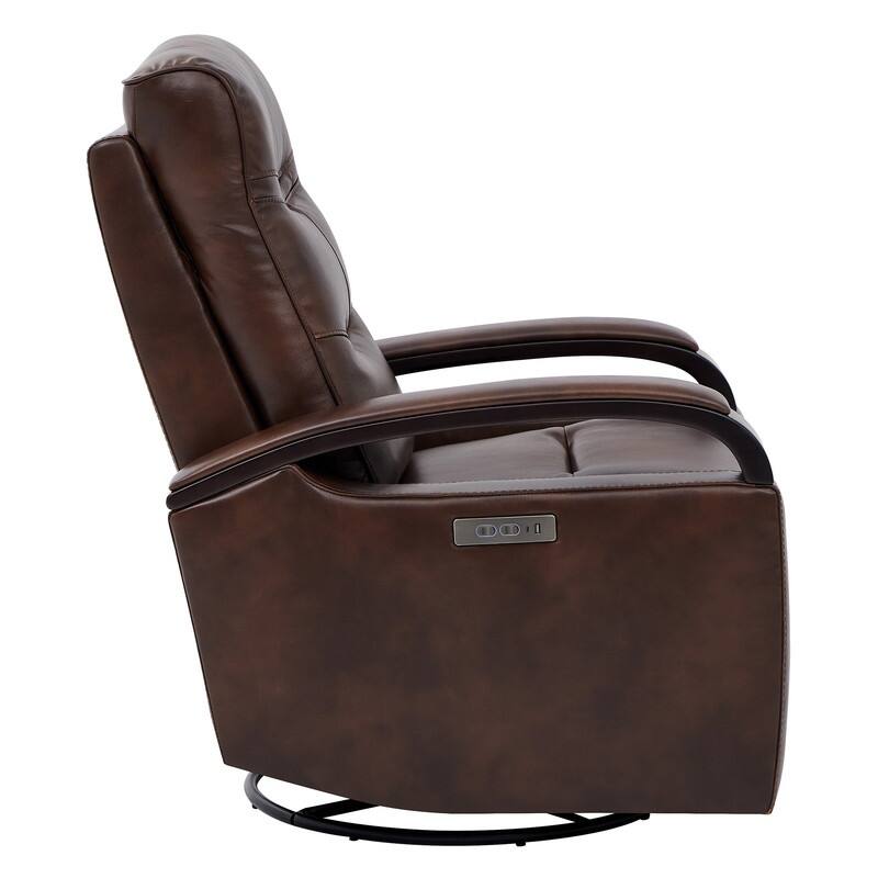 Spruce & Spring Regan Leather Power Recliner Swivel Glider Rocker with Power Headrest