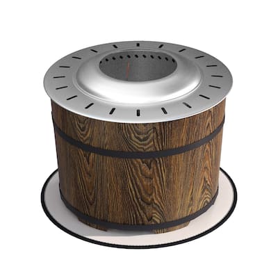 Smokeless Fire Pit with Fireproof Mat, 20" Barrel Style Portable Wood Burning Firepit, Low Smoke Camping Bonfire Stove