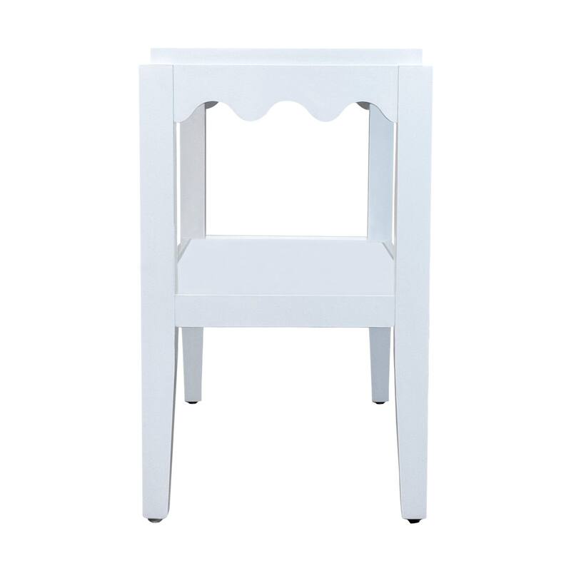 Carolina Chair & Table Rectangular Side Table, Mango Wood, Decorative Scallop Edge, 17L x 28W x 28H inches