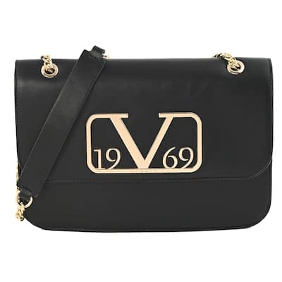 Shop LC 19V69 ITALIA by Alessandro Versace Faux Leather Crossbody Bag Magnetic Black - 10.5X6.5X2.5 Inches