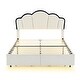 preview thumbnail 8 of 28, Beige Full Upholstered Bed with LED and Two Drawers