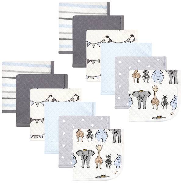 slide 1 of 1, Hudson Baby Infant Boy Quilted Cotton Washcloths, Royal Safari, One Size - Royal Safari - One Size One Size - Royal Safari