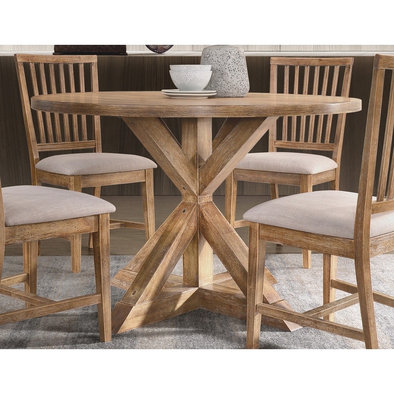 Best Master Furniture 47.5 Inch Round Dining Table with Natural Oak Finish