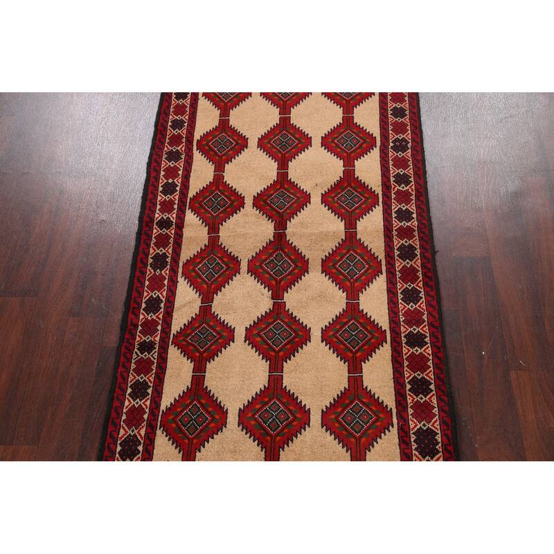 Traditional Geometric Balouch Persian Area Rug Wool Handmade - 3'4" x 6'4"