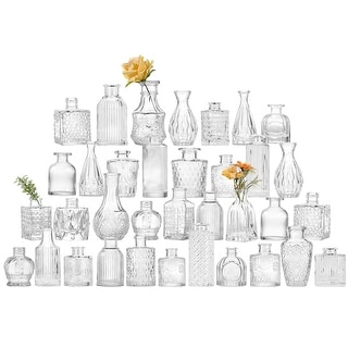 36 Glass Bud Vase Set, Small Vases for Flowers, Clear Bud Vases for ...