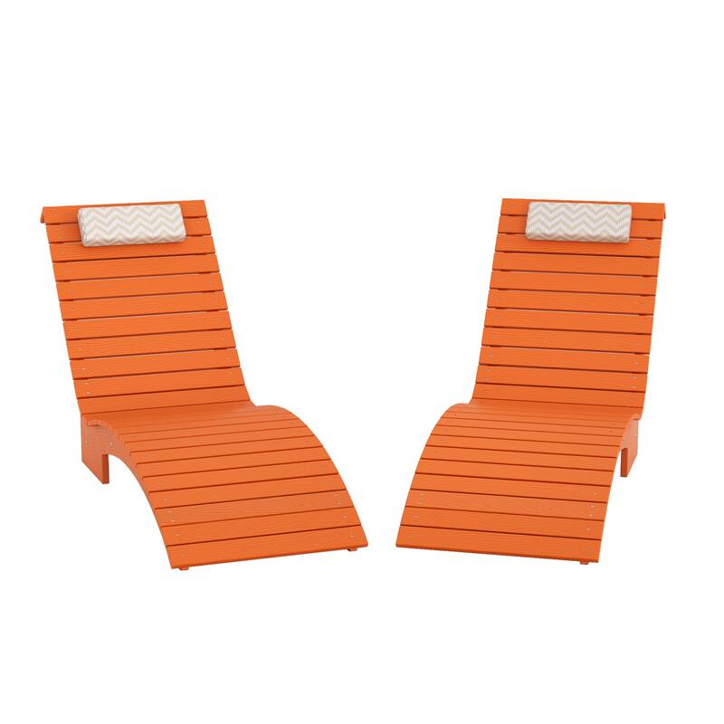 Outdoor Chaise Lounge Chair Set of 2, Patio Lounge Chairs for Outside, HDPE Lounge Chair - 59.8"L x 22"W x 34.8"H
