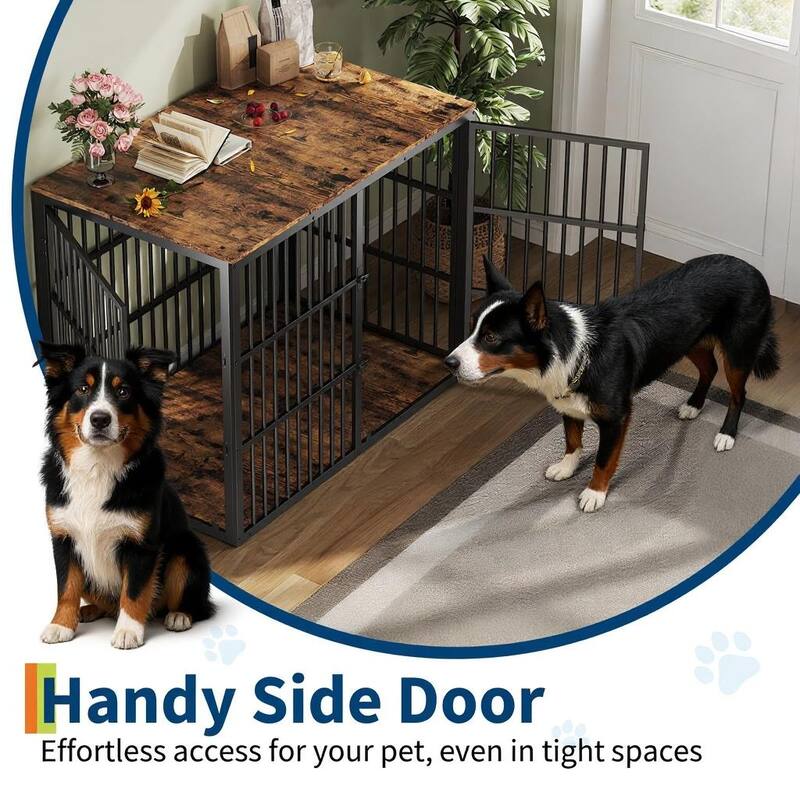 3-in-1 Wooden Dog Kennel, with 3 Lockable Doors, 48"