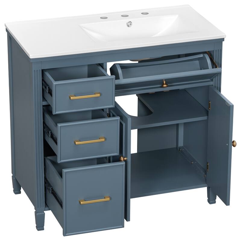 Christopher Knight Home-Vonhart 36" Bathroom Vanity with Ceramic Sink