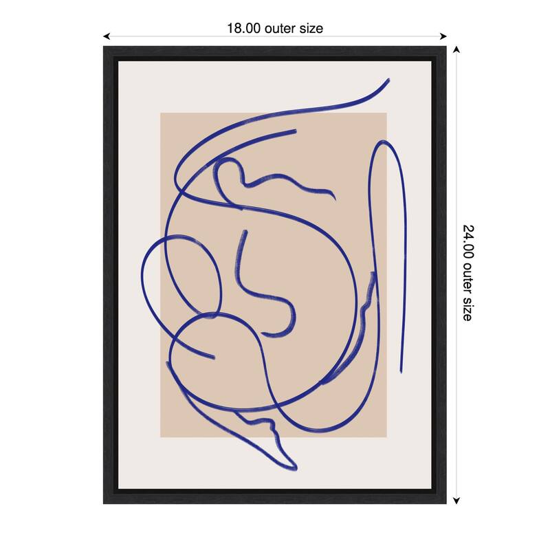 Abstract Blue Line Art No. 3 by Little Dean (18 x 24 in.), Framed Canvas Wall Art Print