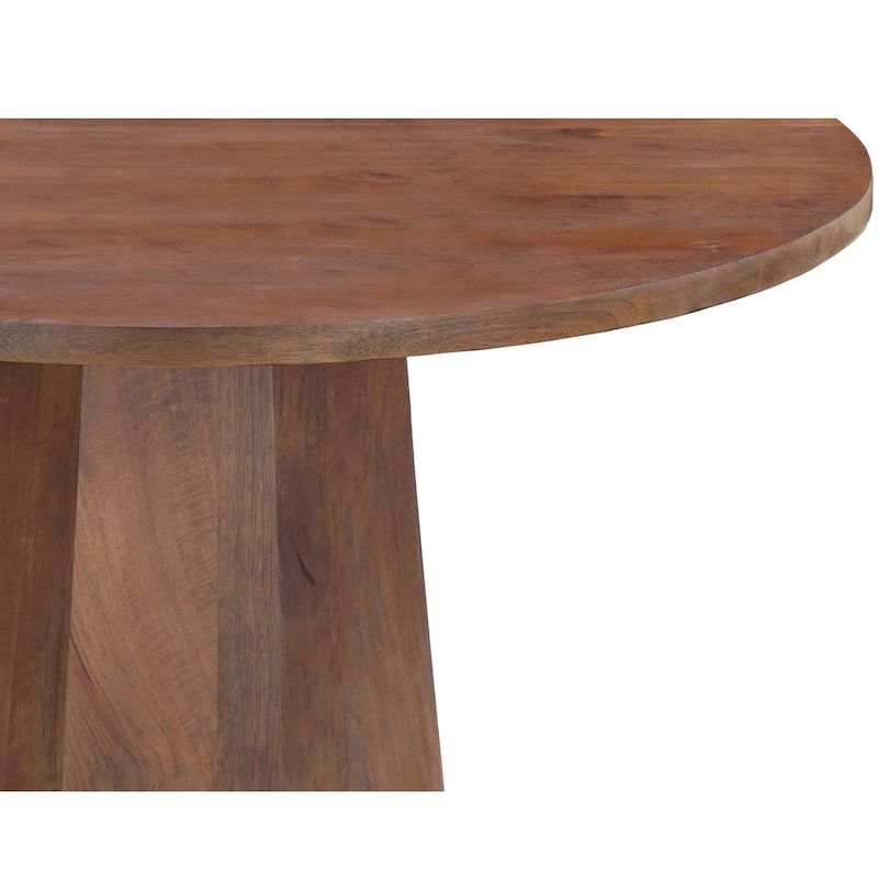 Koi Dining Table 42" Round Top Handmade Ambre Brown Mango Wood Octagonal Pedestal Base
