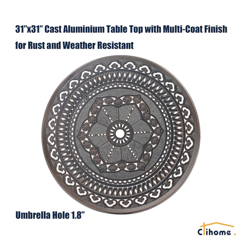 5-Piece Cast Aluminum Patio Dining Set with 4 Swivel Chairs