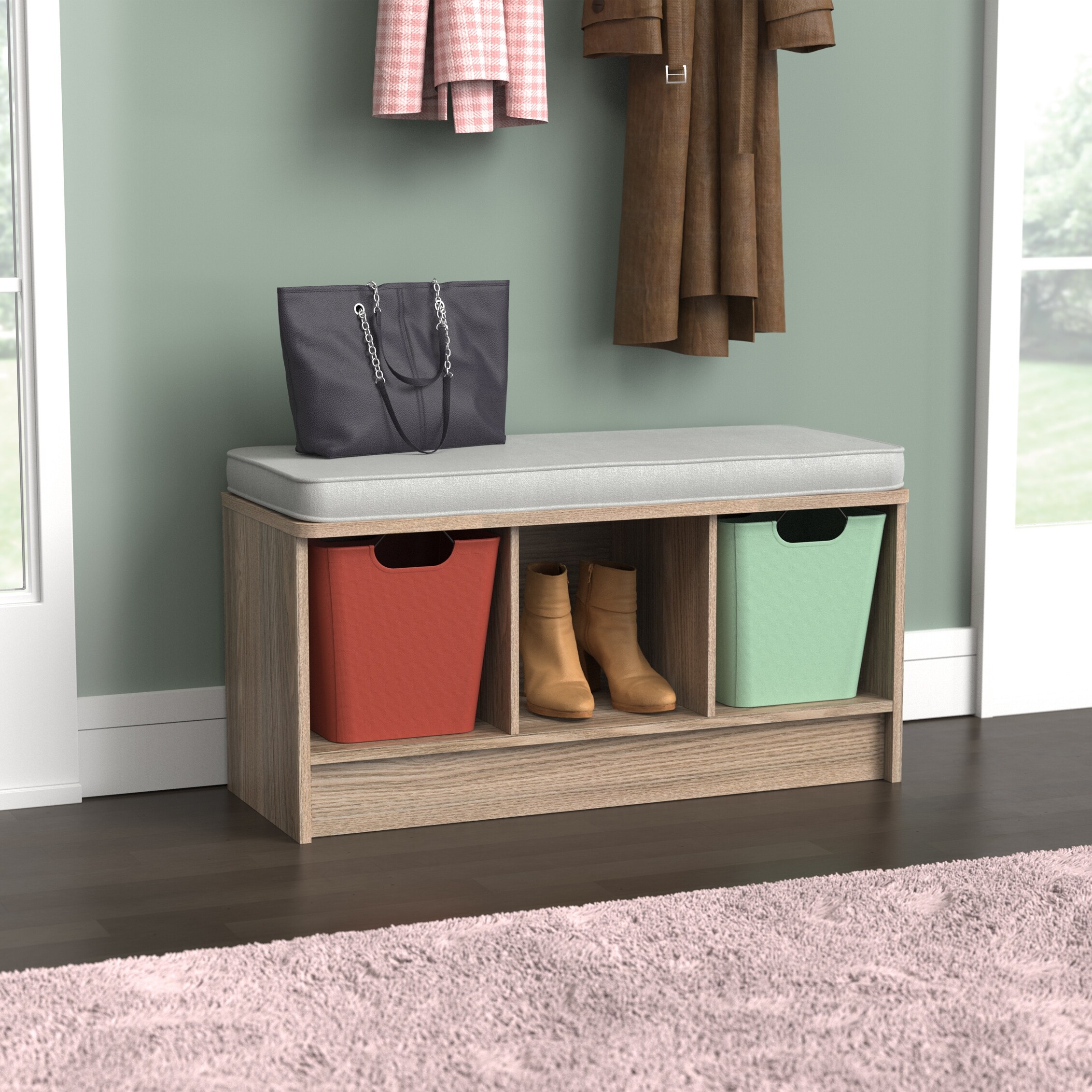 3 cube store entryway storage bench