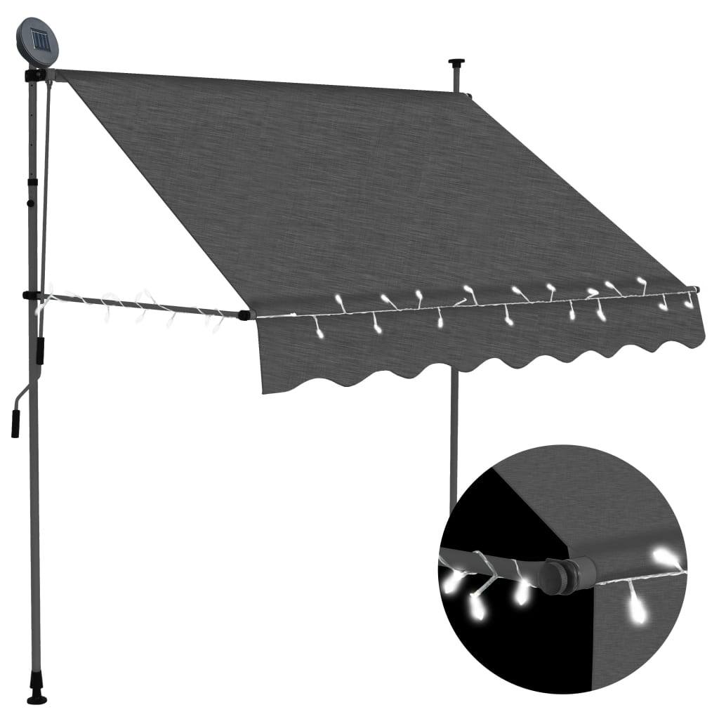 vidaXL Retractable Awning with Hand Crank and LED Sunshade Shelter for Outdoor