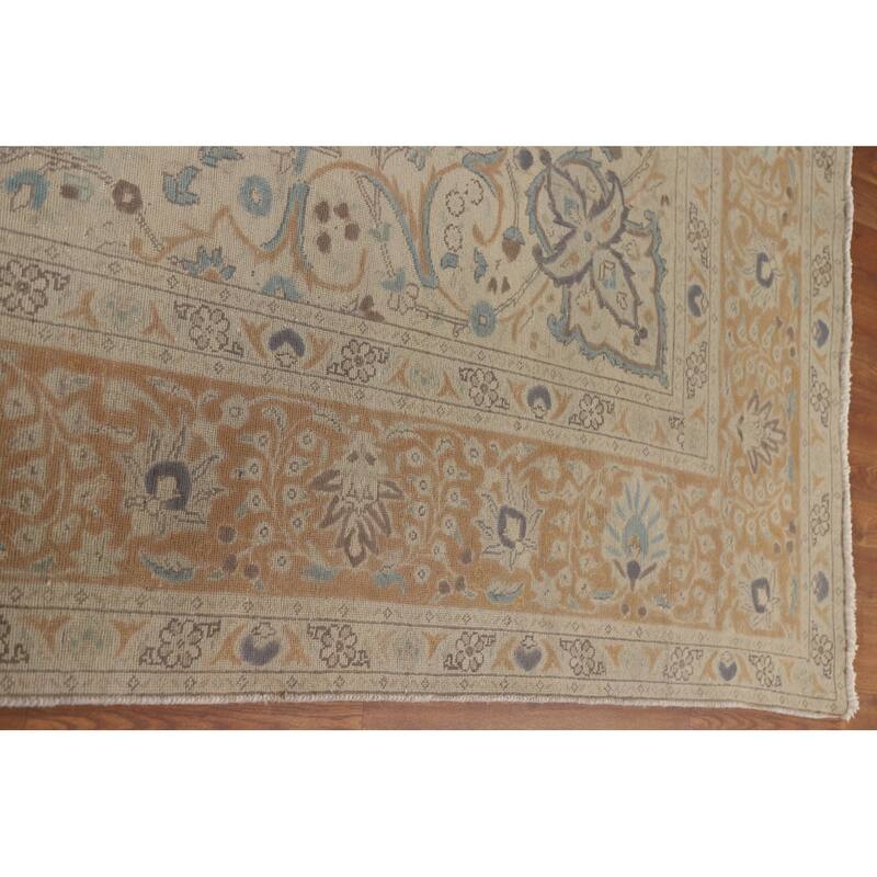 Hand Knotted Oriental 100% Wool Carpet Traditional Medallion Greys & Charcoal Tabriz Area Rug - 12' 5'' X 9' 7''