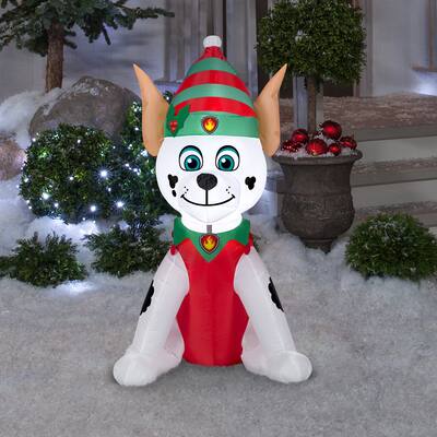 Gemmy Christmas Airblown Inflatable Marshall in Elf Outfit Nick, 3.5 ft Tall, white