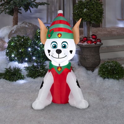 Gemmy Christmas Airblown Inflatable Marshall in Elf Outfit Nick, 3.5 ft Tall, white