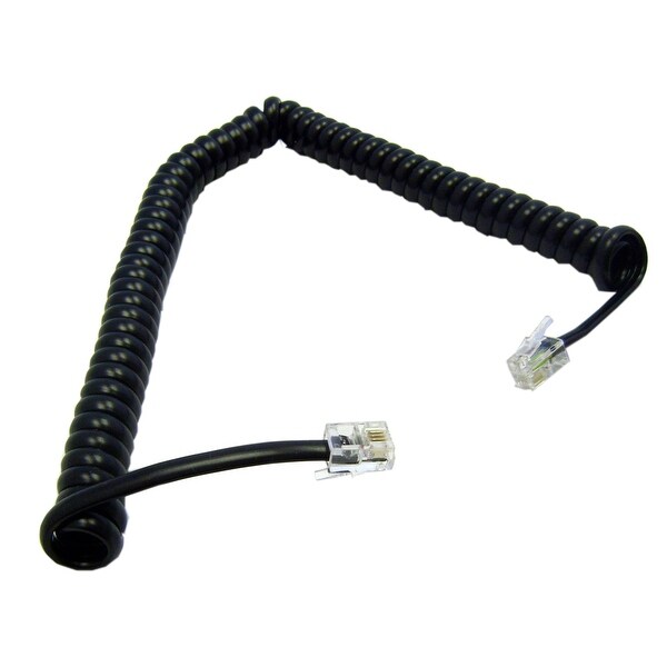 Offex Headset to Phone Cord (Voice), RJ22, 4P / 4C, Black, Coil, Reverse, 7 foot