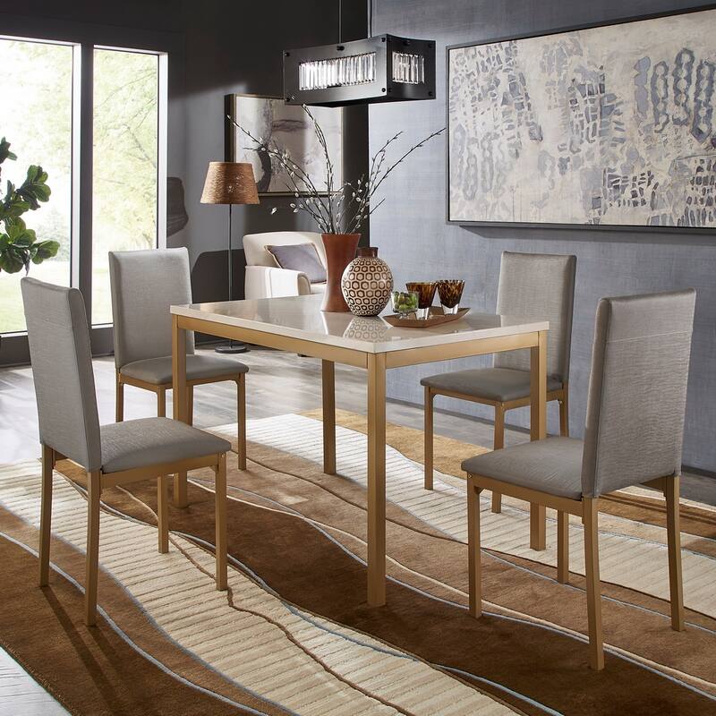 Darcy Gold Metal and Grey Dining Chair (Set of 4) by iNSPIRE Q Bold