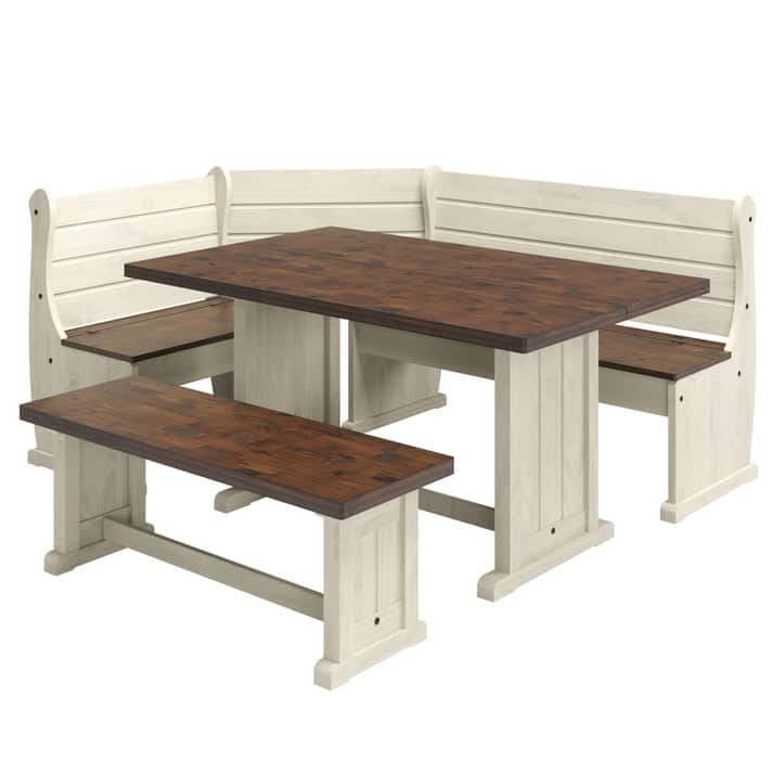Corner Dining Set Harvest White Distressed | Furniture Dash - White distressed