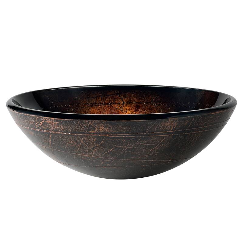 KRAUS 16 1/2 inch Brown Round Glass Vessel Bathroom Sink