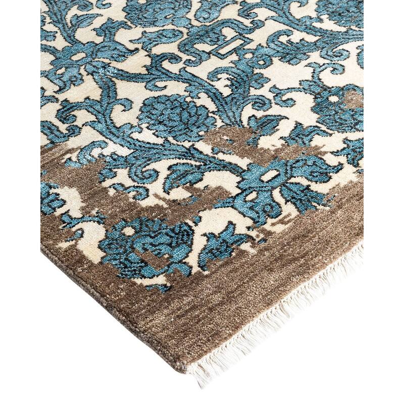 Ikat One-of-a-Kind Hand-Knotted Area Rug - Ivory, 9' 2" x 12' 1" - 9' 2" x 12' 1"