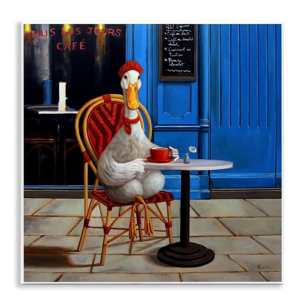 Stupell Trendy Duck at Cafe Wall Plaque Art Design By Lucia Heffernan