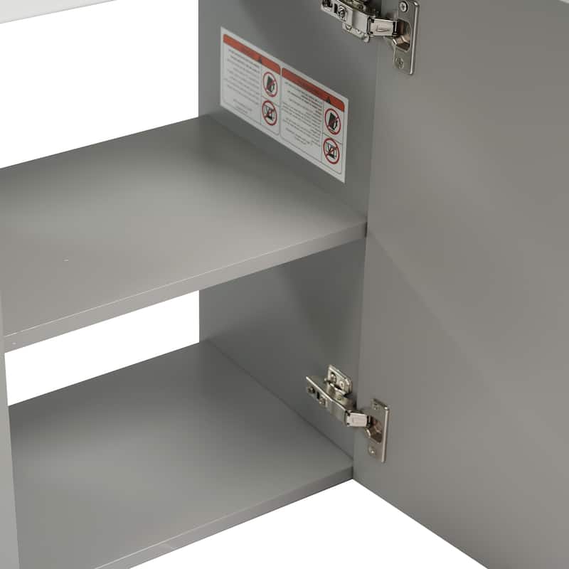 21.6 inch Modern Floating Bathroom Vanity with Ceramic Basin - Perfect for Small Bathrooms, Left side storage