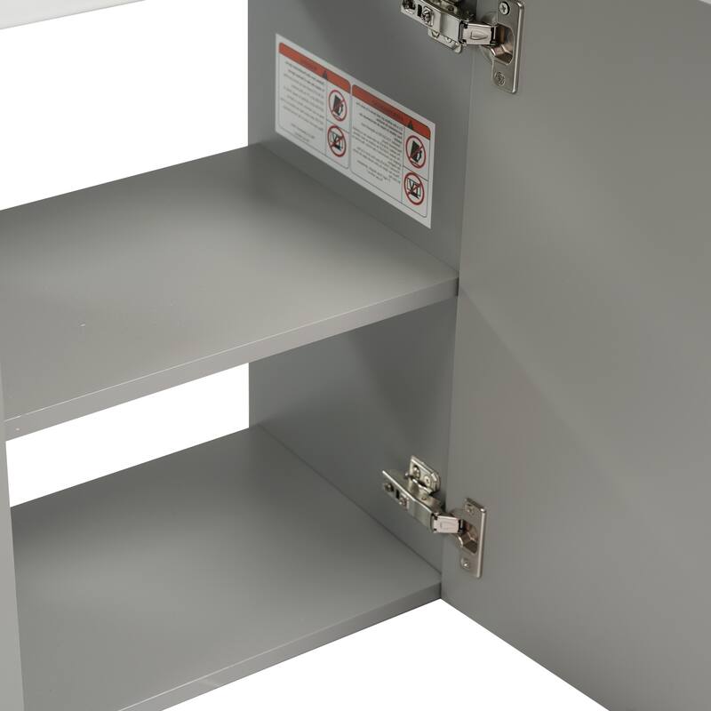 Floating Bathroom Vanity with Sink, Small Wall Mounted Bathroom Vanity, Bathroom Cabinet with Soft Close Door & Left Side Shelf