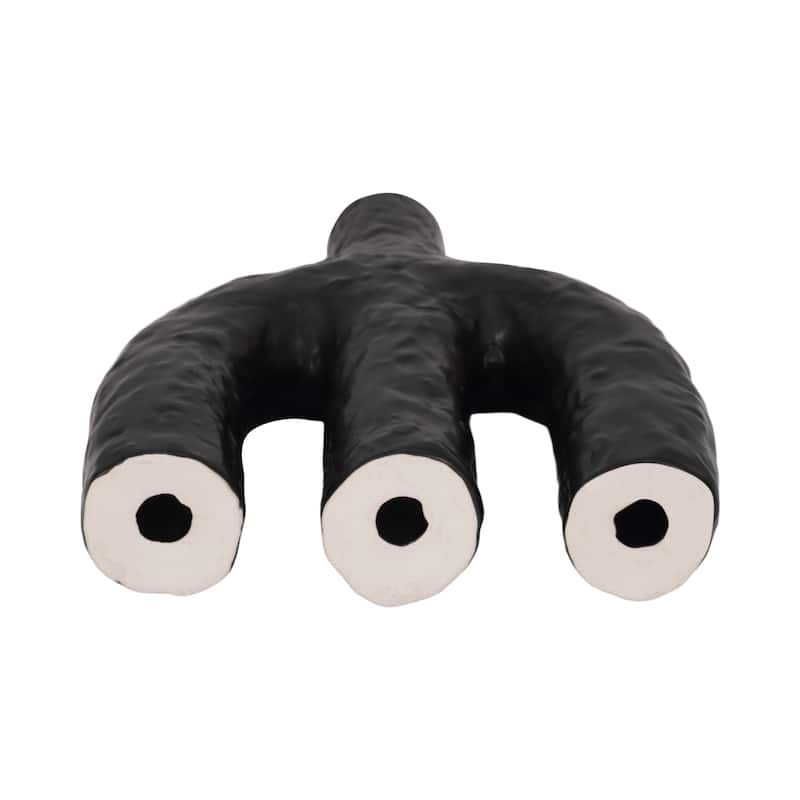 Sagebrook Home Volcano Texture Double Arched Taper Holder, Black