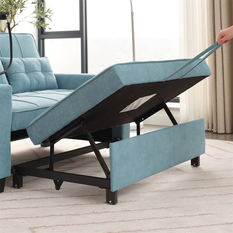 3-in-1 Pull Out Convertible Sleeper Chair w/ USB Ports,Wear Resistant