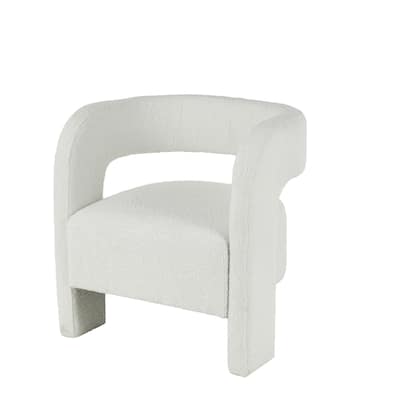 Polyester Curved Back Mid Century Modern Round Boucle Accent Chair - White - Roche River Decor - 22"W x 28"L x 28"H