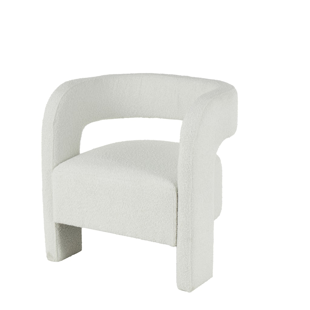 Polyester Curved Back Mid Century Modern Round Boucle Accent Chair - White - Roche River Decor - 22"W x 28"L x 28"H