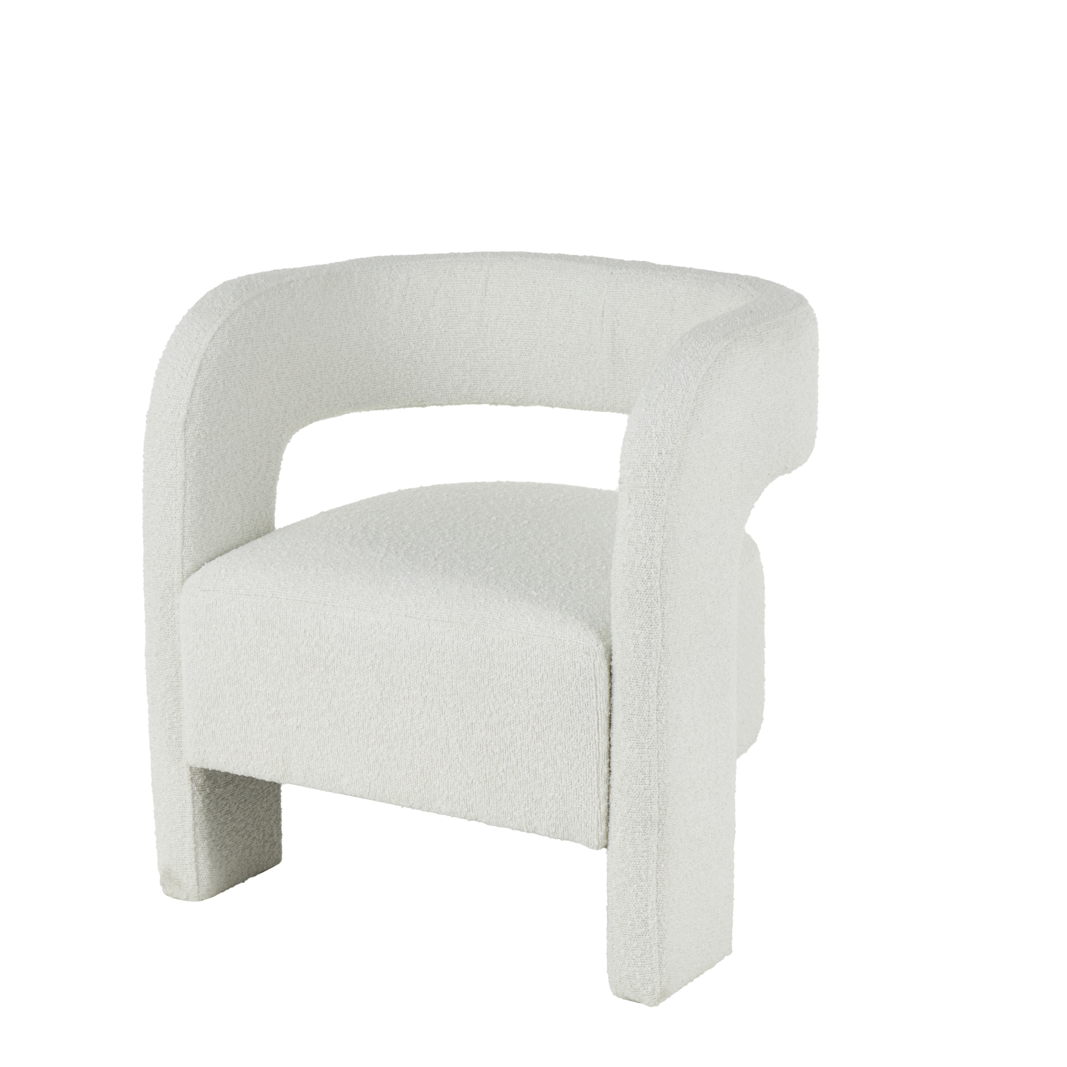 Roche River Decor - Polyester Curved Back Mid Century Modern Round Boucle Accent Chair - White - 22"W x 28"L x 28"H