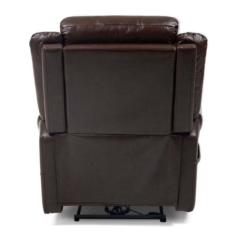 Genuine Top Grain Leather Power Recliner Nailhead Trim Bed Bath