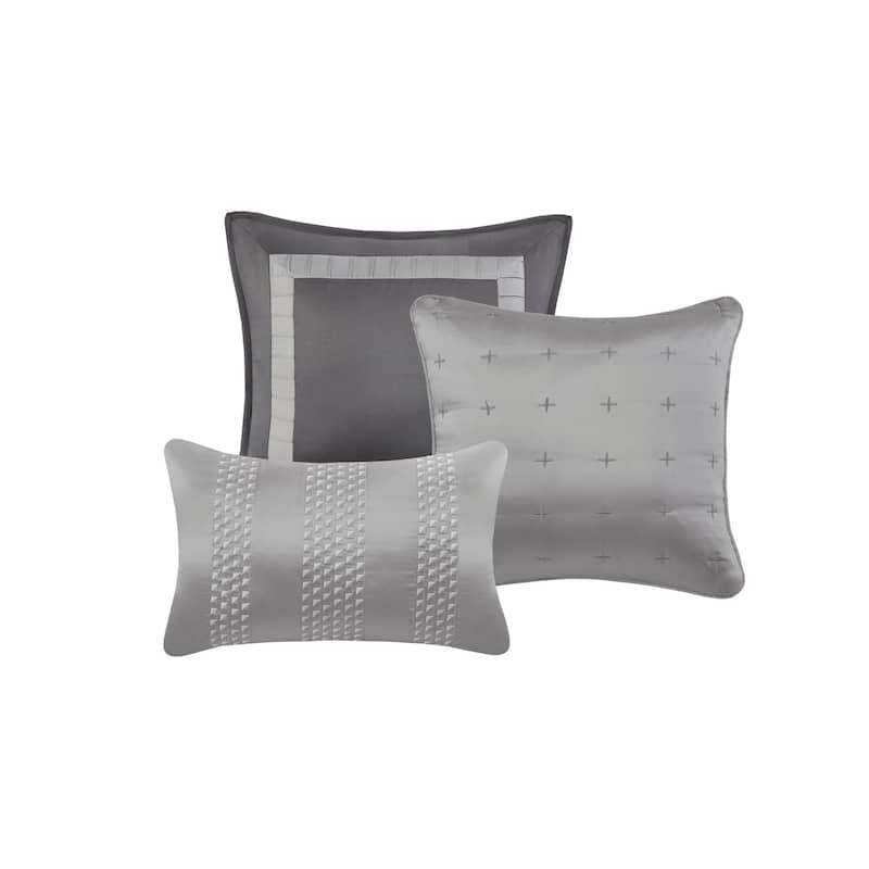 7 PCS Queen Comforter Set Grey
