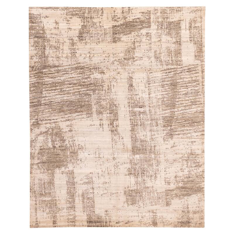 ECARPETGALLERY Hand Loomed Elysian Beige, Taupe Wool Rug - 8'0 x 9'11