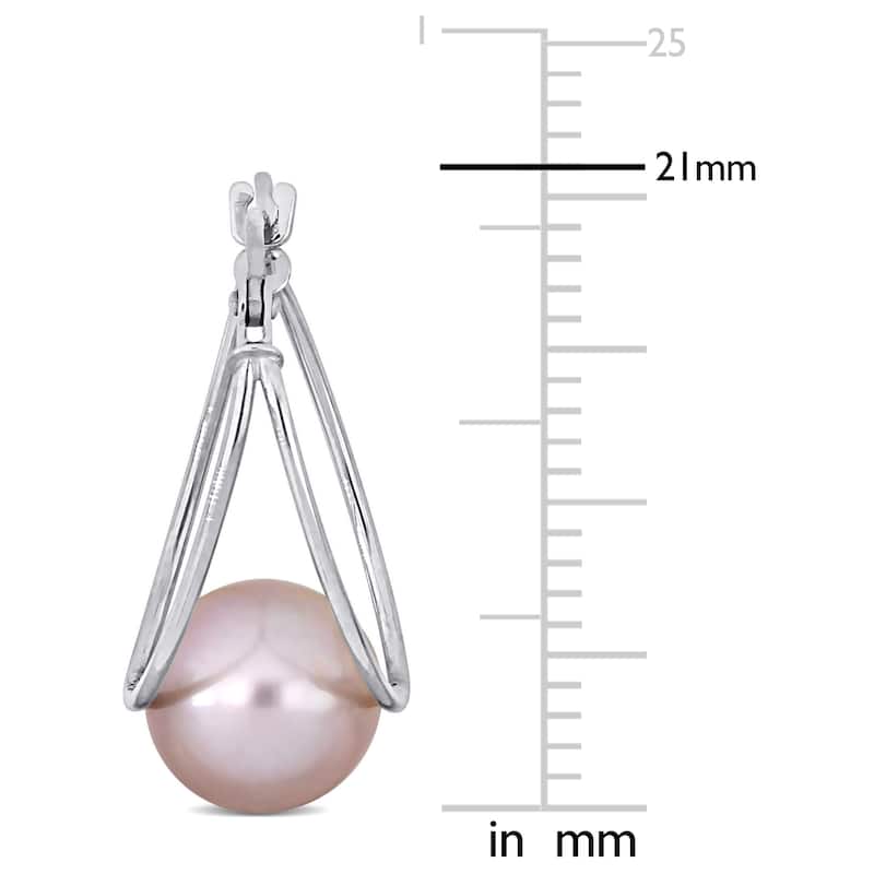 Miadora 8-8.5mm Pink Cultured Freshwater Pearl Drop Earrings in 10k White Gold