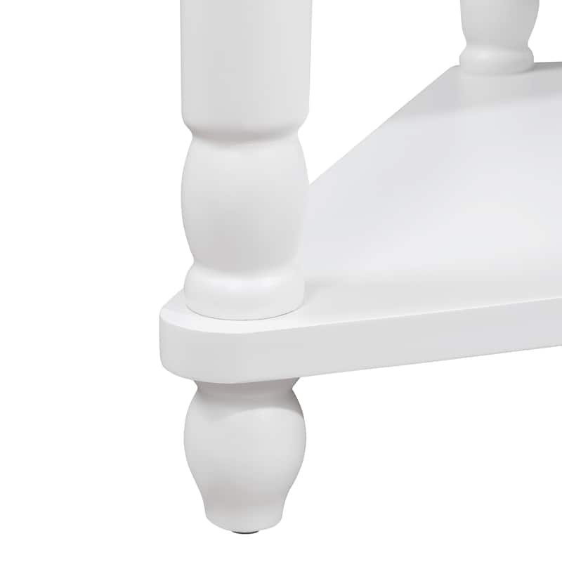 3 Tier Rack Corner Table Small Side Table Sorage End Corner Table with Drawer, Safe Rounded Corner Design and Solid Wood Legs