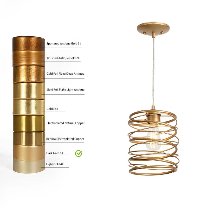 Modern Farmhouse 1-Light Gold Pendant Kitchen Island Lights for Dining Room - D 7.9" x H 71"Max