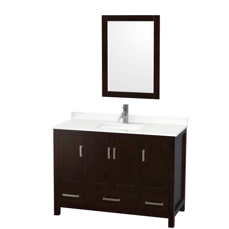 Wyndham Collection WCS141448S-QTZ-UNSM24 Sheffield 48" Free Standing - Espresso / White Quartz Top / Brushed Chrome